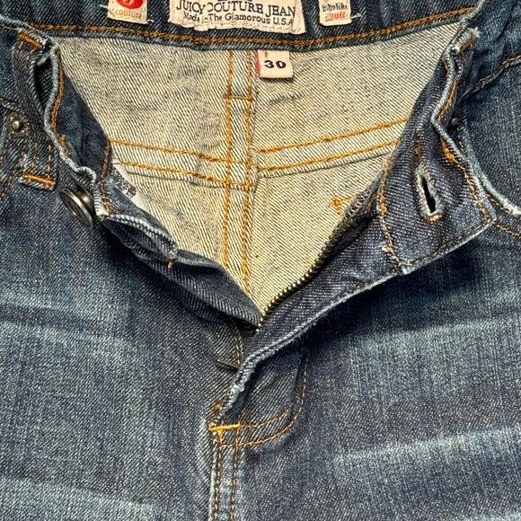 Y2K VTG Juicy Couture Low Rise Flare Sequin J Pocket Jeans Women 30 Medium Wash - Picture 3 of 9
